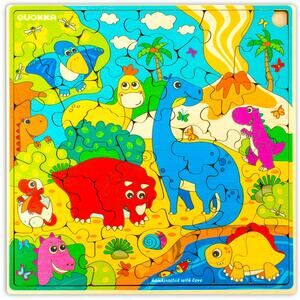Qty of 2: Wooden Montessori Style 28 Piece Dino Puzzle for KIds Ages 3-5 years